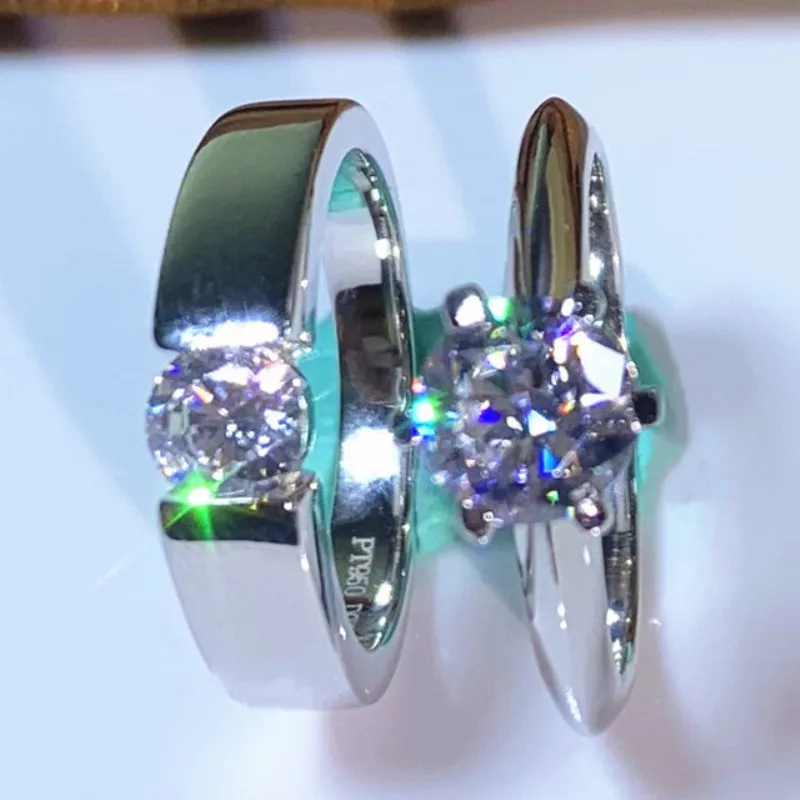 1 пара S925 стерлингового серебра Moissanite изменяемое кольцо модное роскошное
