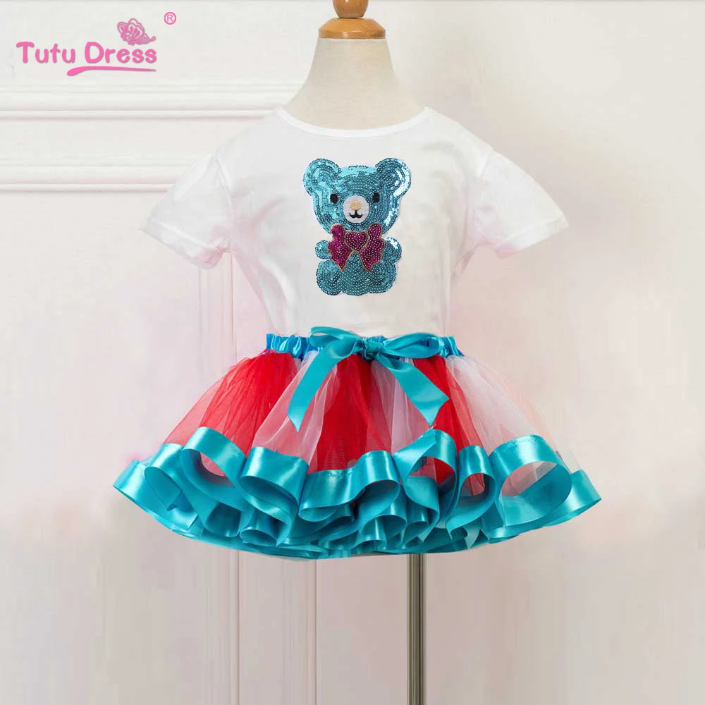 Летние комплекты для детей юбка пачка + хлопковая рубашка маленьких девочек