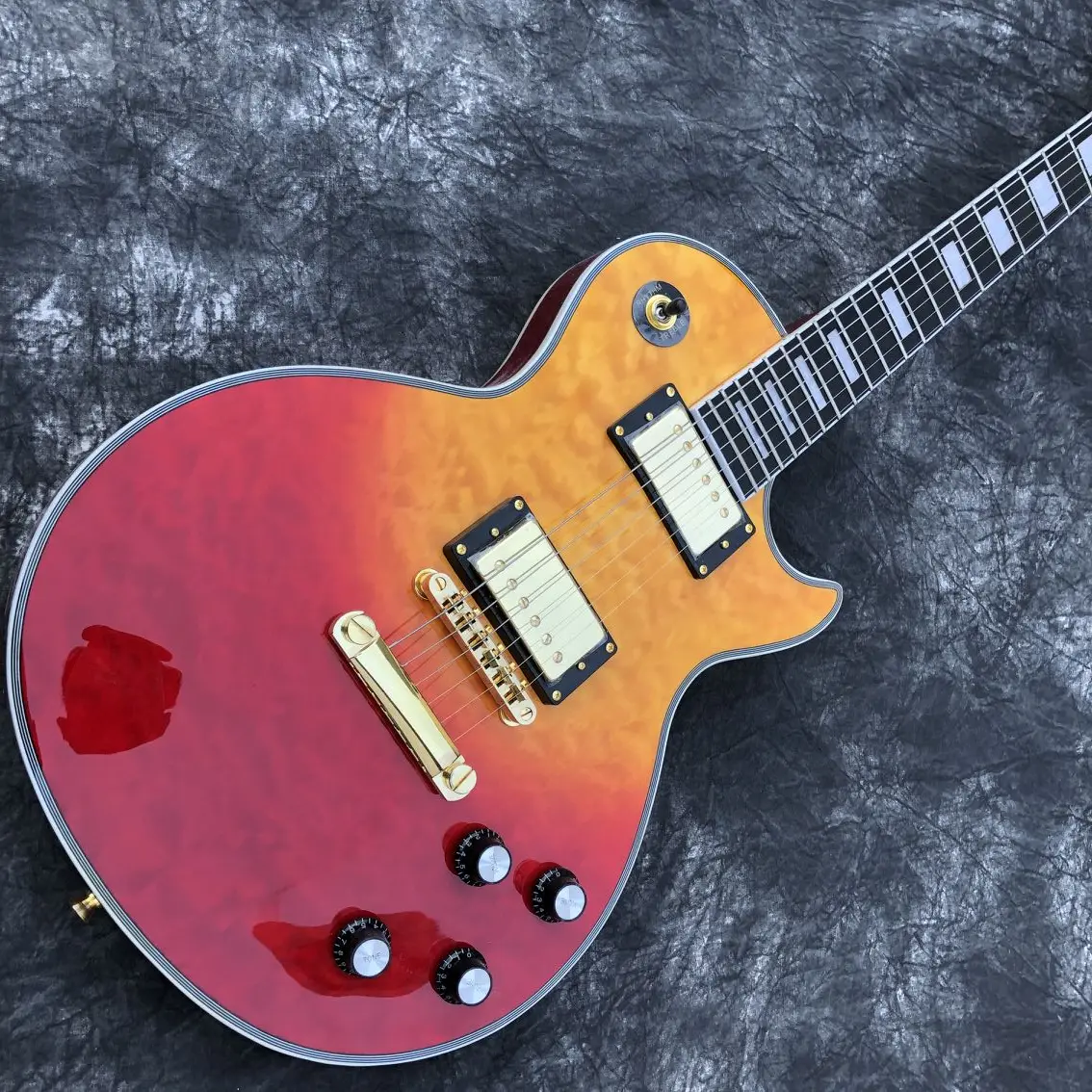

New standard Custom.Sunburst color Flame electric guitar.mahogany body.Rosewood fingerboard gitaar,handwork 6 Strings guitarra.