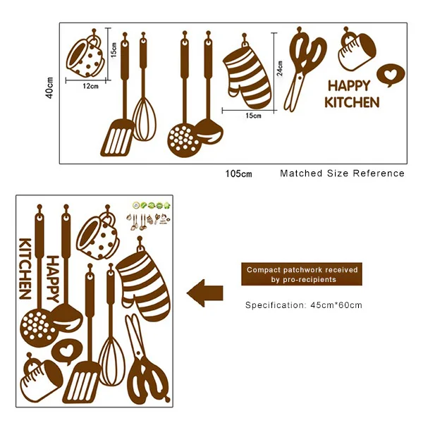 DIY Съемная Наклейка на стену Happy kitchen виниловые наклейки для домашнего декора