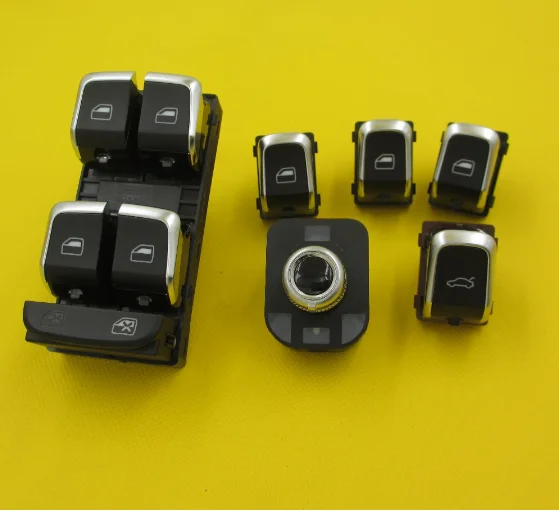 6 PCS Автомобильный Электрический переключатель стеклоподъемника, зеркало, переключатель багажника, кнопка для Audi A4 B8 Q5 A5 2009 - Цвет: 6 PCS