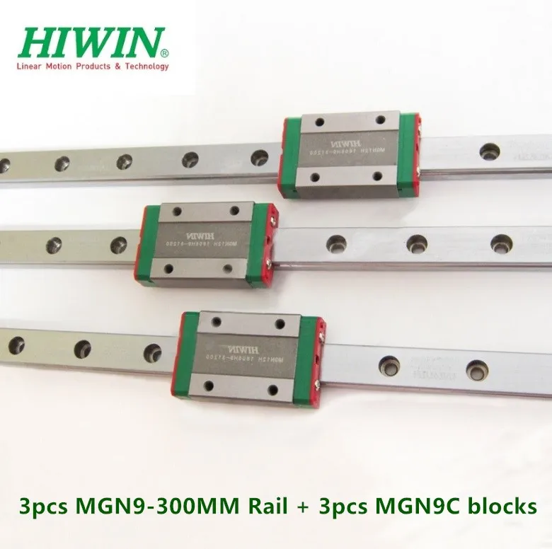 3 шт. бренд Hiwin линейные рельсы MGN9-300 мм MGNR9 направляющие+ 3 шт. MGN9C линейные блоки каретки для 3D принтера CNC запчасти