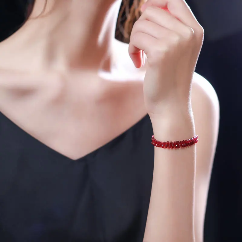 

DAIMI 18K gold handmade ruby custom gift Ruby bracelet female Genuine Gemstones for girlfriend