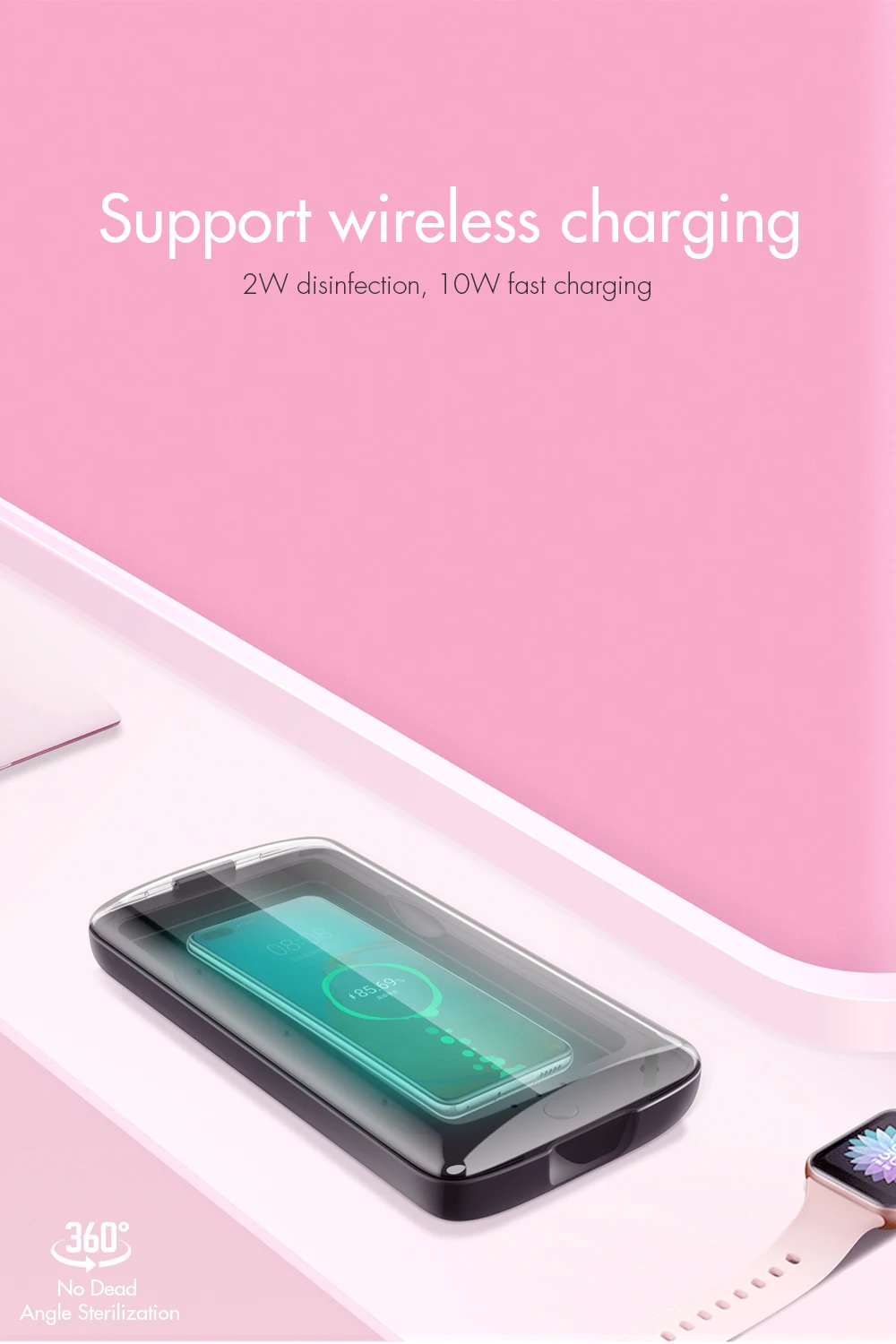 

2-in-1 portable wireless charging UV disinfection box multi-purpose multi-item disinfection travel essential health artifact