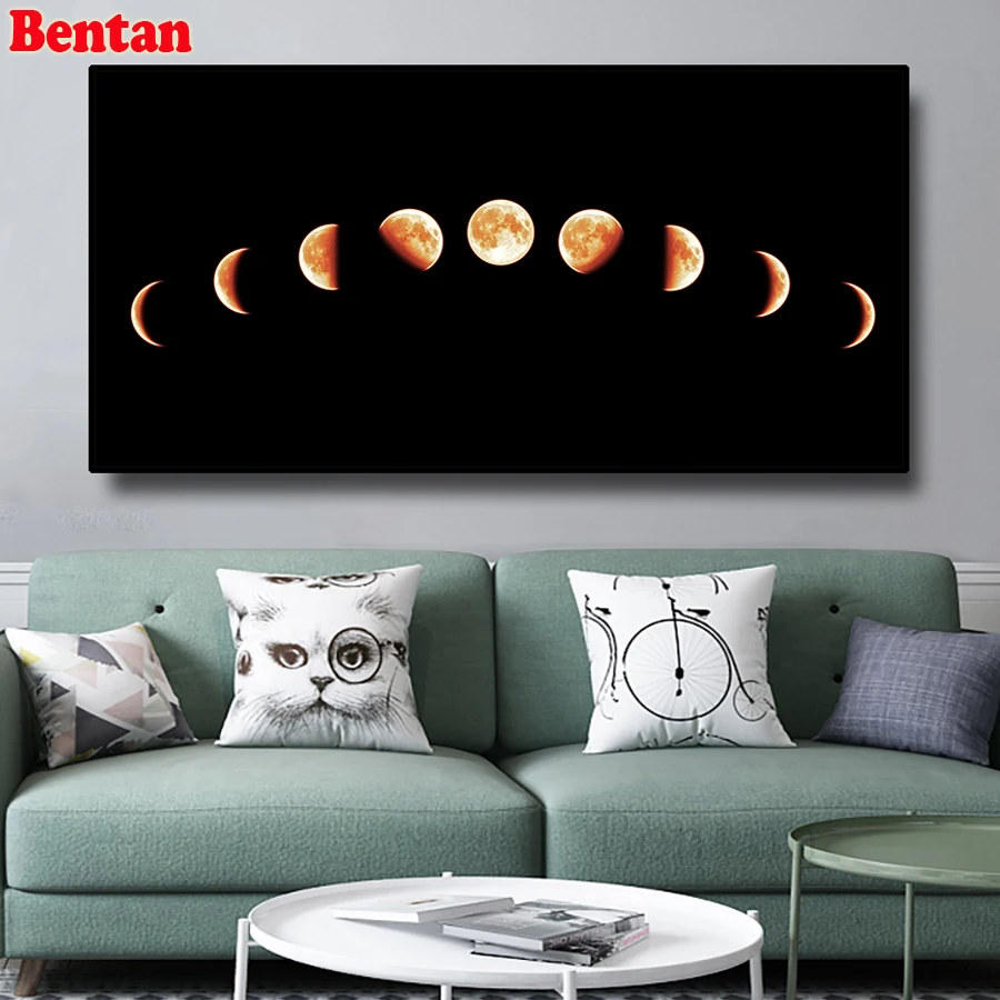 

Bentan Diamond Embroidery Lunar eclipse Scenery Large DIY Full Square Drill Diamond Painting Round Diamond Mosaic Home Decor