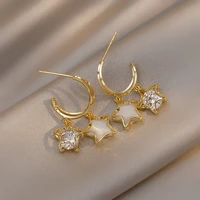 korean fashion new simple opal zircon star stud earrings gift party evening woman jewelry accessories 2021