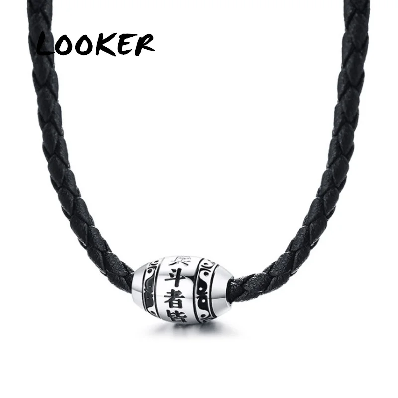 LOOKER мужское ожерелье 9 слов Будда мантра счастливые Бусы из нержавеющей стали