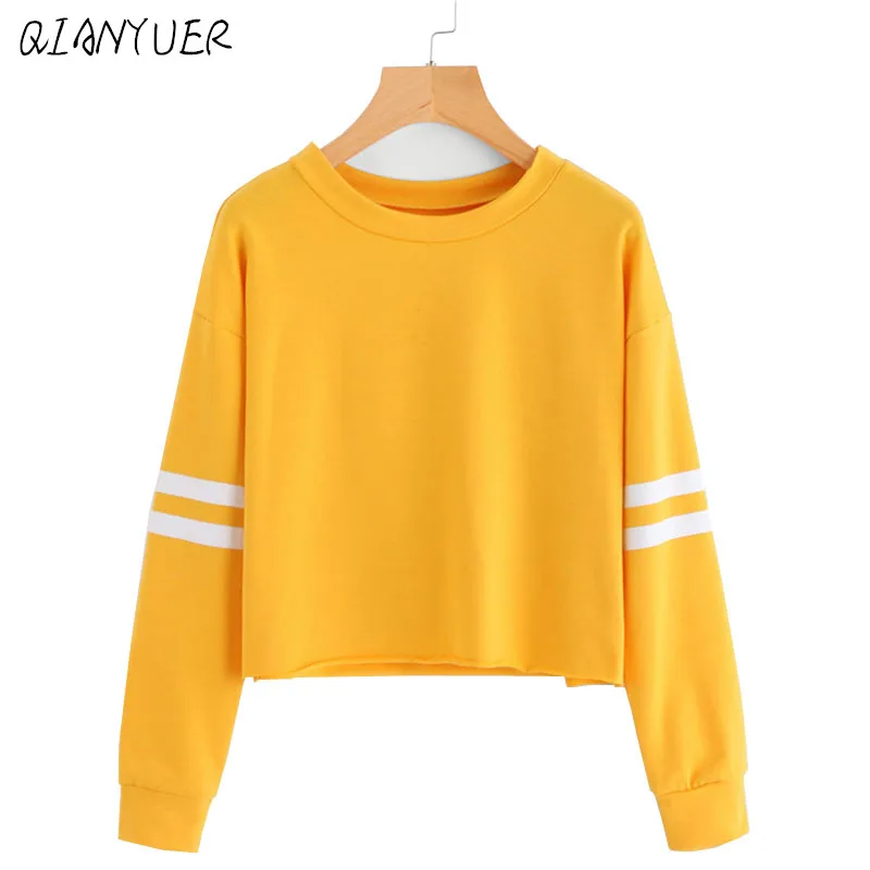 Женская повседневная сплошная цветная короткая толстовка 5 цветов юношеская