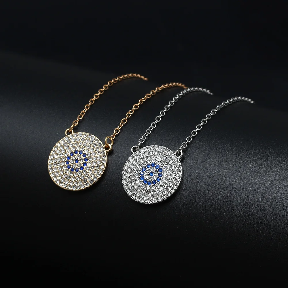 Lucky Eye Crystal Evil Necklace Turkish Round Pendant Blue Popular Chain For Women Jewelry EY164 | Украшения и аксессуары