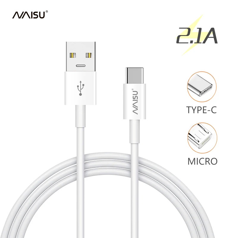 

NAISU Data Cable 2.1A Fast Charging Type C Micro USB Cable For Huawei Samsung LG Xiaomi Vivo Oppo Mobile Phone Charge Cord 2020