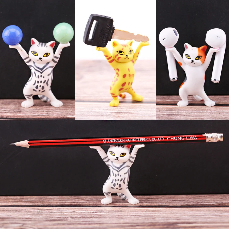 

PVC Cat Pen Holder Black Cat Without Coffin Bracket Fall Resistant Cute Kids Toy Gift Household Decoration Stationery Supplies