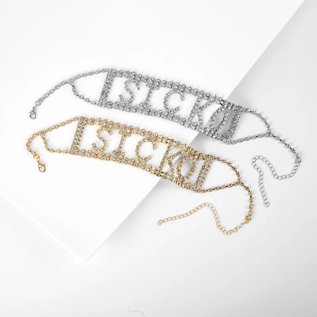 Женское Ожерелье-чокер Стразы с надписью модное ожерелье-чокер из сплава женские