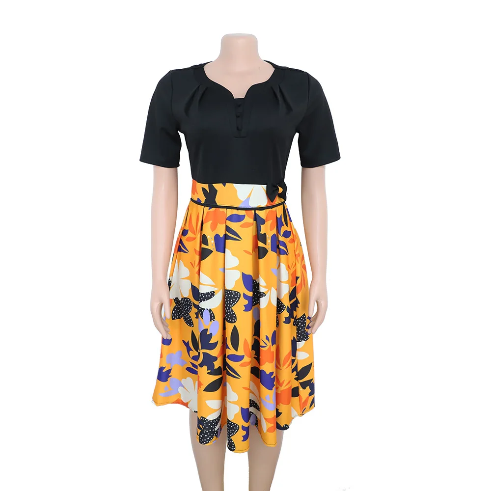 

African Dresses for Women Print half sleeve a-line Africa Clothing Robe Africaine Femme Plus Size Ankara vestidos Ladies Clothes