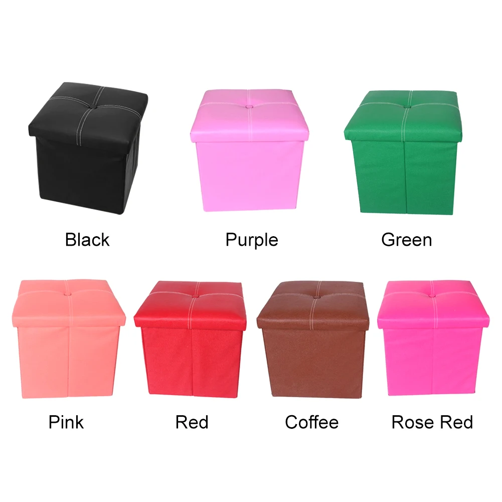 

Home Office Strong Load Capacity Furniture Puppy Step Solid With Hole Handle Storage Ottoman PU Leather Footrest Stool Foldable