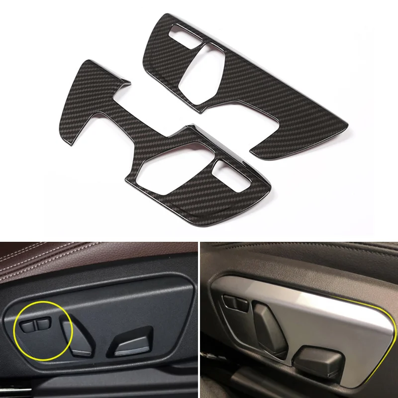 

2pcs Carbon Fiber Texture Car Styling Interior Side Seat Adjust Panel Switch Button Cover Trim For BMW X1 F48 2016 2017 2018