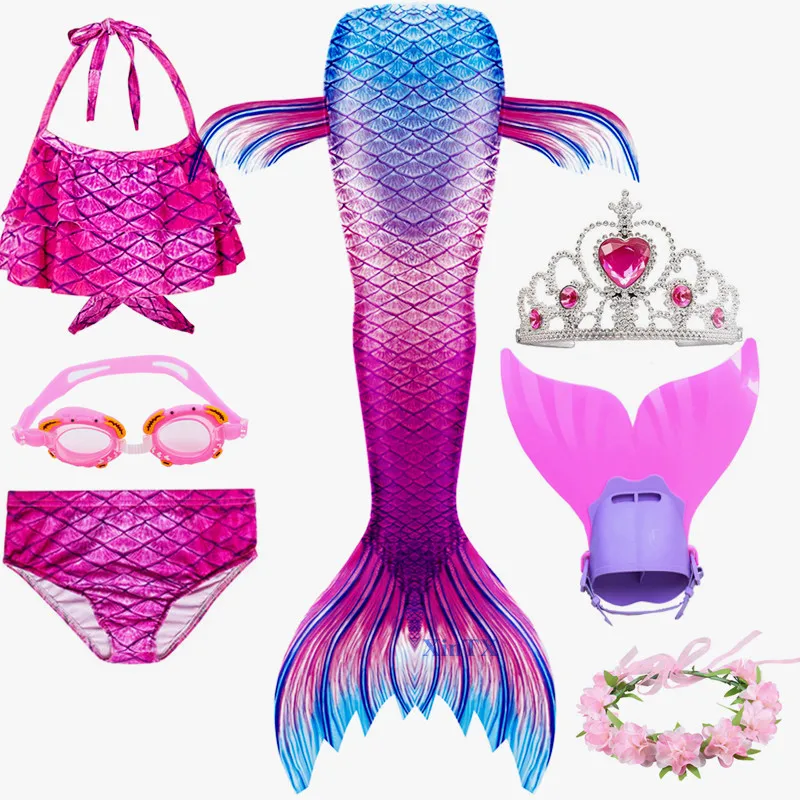 Лидер продаж детский купальный костюм с хвостом русалки для девочек бикини