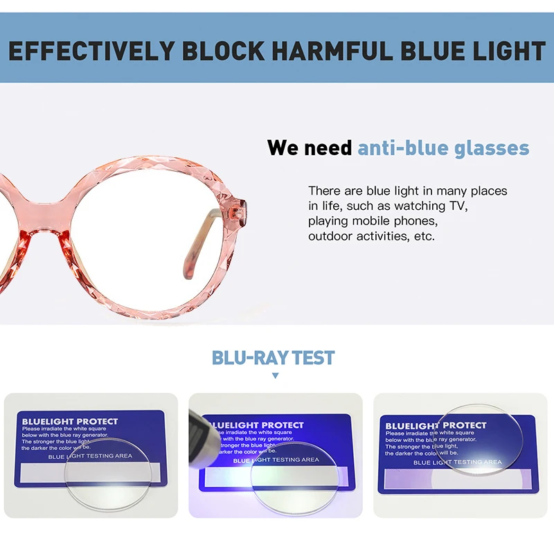 Женские круглые очки AOFLY голубые в оправе с бриллиантами оправа для оптических