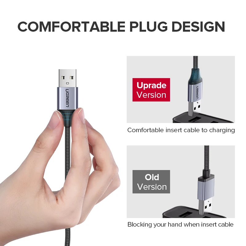 ugreen qc3 0 micro usb cable 3a fast charging usb cable for xiaomi samsung oneplus android data wire mobile phone charger cord free global shipping