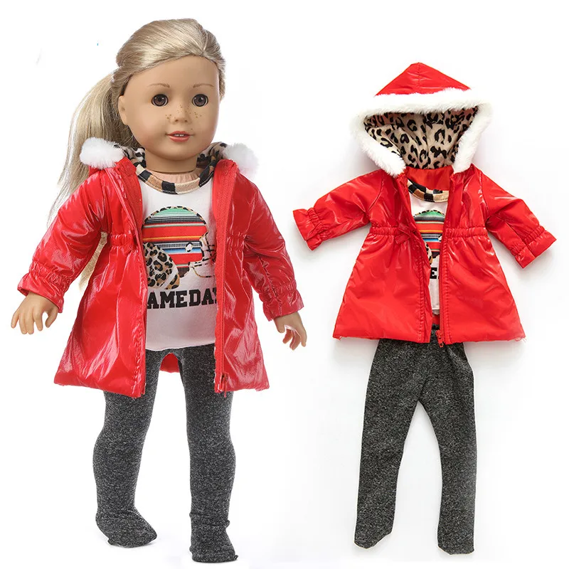 

Fit 18 inch 43cm American Baby New Born Girl Doll Clothes Red Purple Yellow Down Suit For Baby Birthday Gift