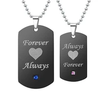 his always her forever couple necklaces black tag stainless steel pendant crytal rose heart star figure charm love necklace