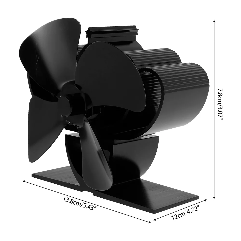 

Black Fireplace 4 Blades Heat Powered Stove Fan Log Wood Burner Eco Fan Quiet Home Fireplace Fan Efficient Heat Distribution