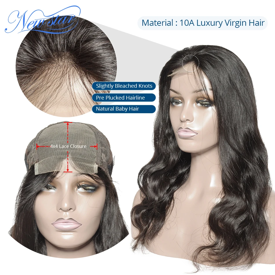 Brazilian Body Wave 150%Density Lace Wig Glueless 4x4 Closure Wig Customized New Star Virgin Human Hair Wig For Black Women