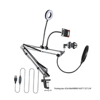 portable kits microphone desk arm stand mount smartphone clip mic holder with tripod mic arm 180 degree rotation k1kf