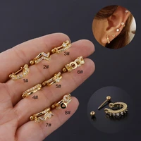2021 new 1pc 20g stainless steel ear piercing stud cz cartilage helix conch screw back earring piercing jewelry for women