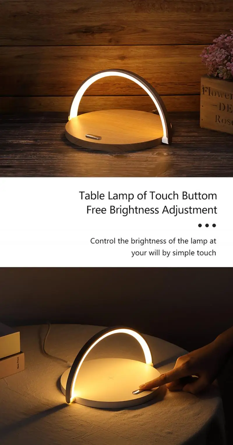 

Wireless Fast Charger Table Lamp Night Light Phone Holder Pad for iPhone Samsung