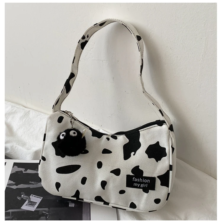 

Female Shoulder Bag Zebra Print Cow Print Cute Little Pendant Canvas Handbag Wholesale Creative Design New Fashion Girl Bags