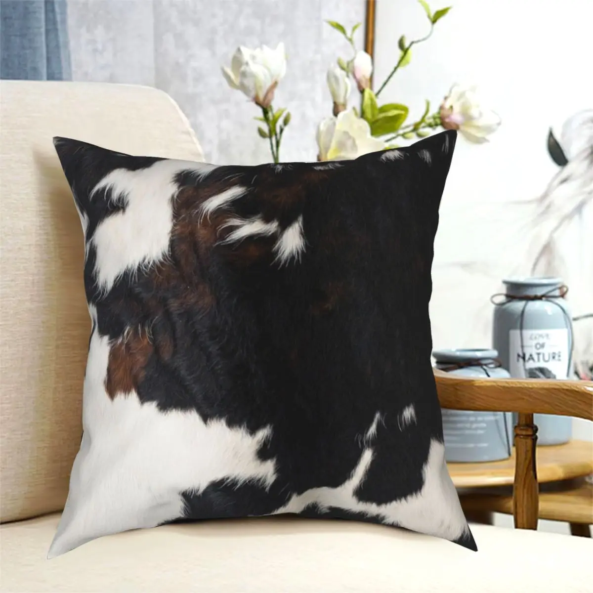 

Наволочка из воловьей кожи с принтом из полиэстера, на молнии, декоративная наволочка для дивана, сиденья