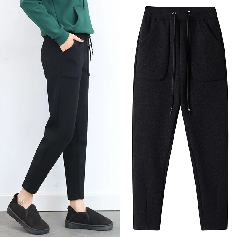 Осень-зима брюки женские ботильоны на толстых высоких с резинкой талии LADYCasual