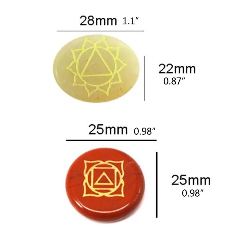 

7Pcs Chakra Stones Reiki Healing Crystal Engraved Chakra Symbols Balance Stones