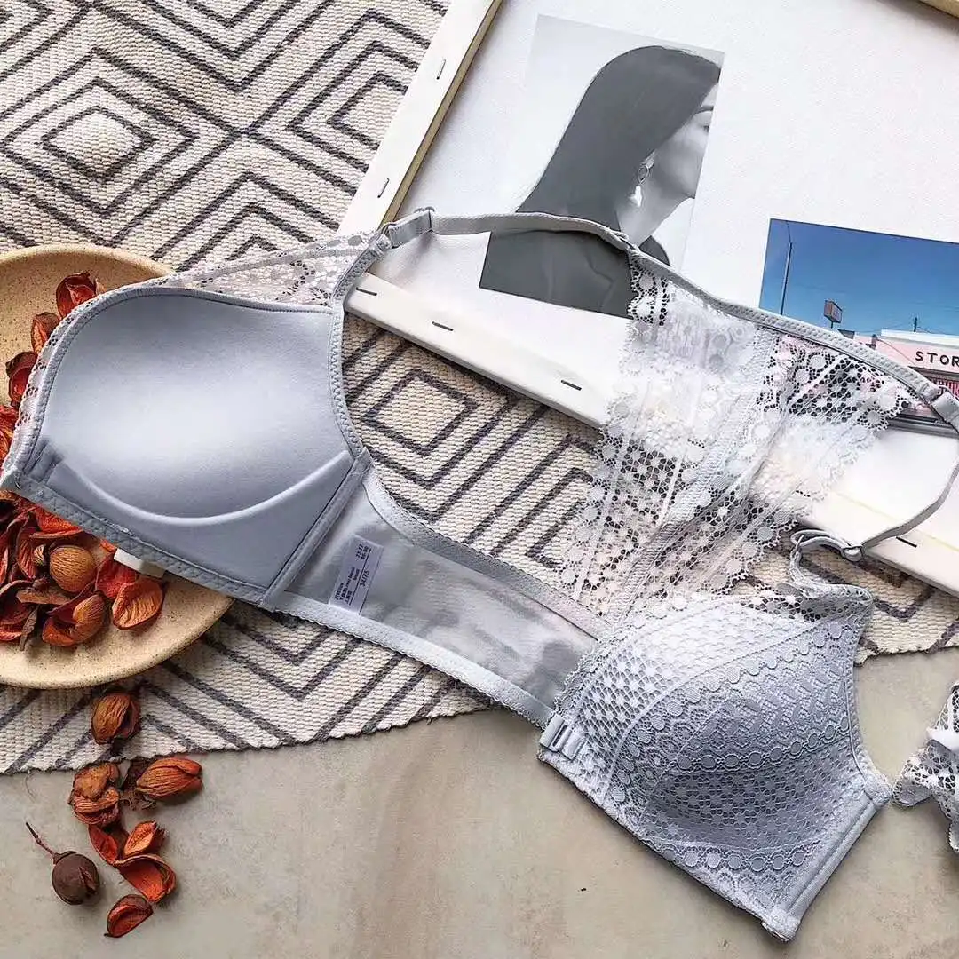 Сексуальный кружевной бюстгальтер наборы для женщин бесшовный с вышивкой