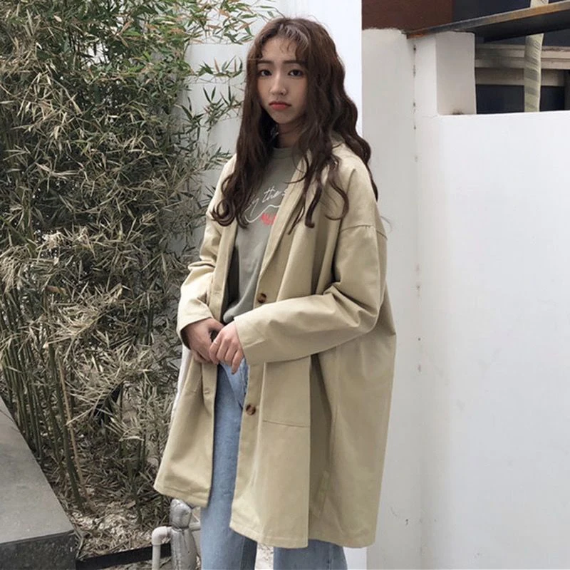 Тренч Женский однотонный простой однобортный универсальное пальто для женщин s