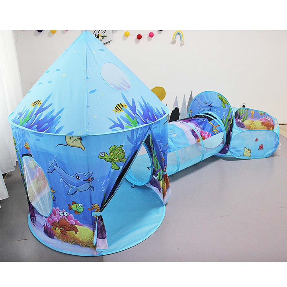 

3 in 1 Portable Indoor and Outdoor Kids Play House Folding Ocean Ball Pit Pool Game Tent Tunnel Play Hut Playhouse Kids Gift