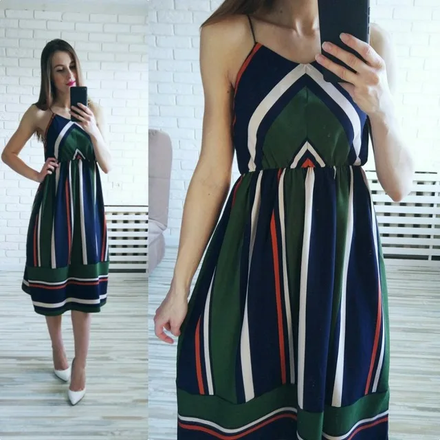 Женское пляжное платье с полосками Wipalo Повседневное средней длины на тонких