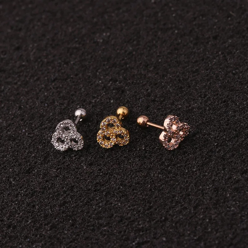 

1Pcs Geometric Snowflake Zircon Stud Earring Single Ear Studs Stainless Steel Screw Earrings Creative Ear Piercing Jewelry