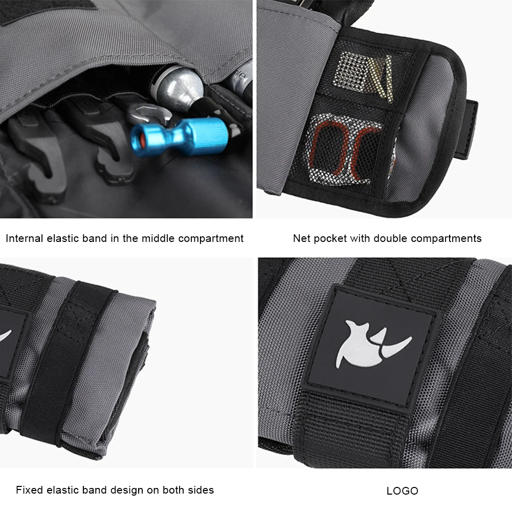 

Bicycle Handlebar Bag Outdoor Cycling Tool Bag With Elastic Strips Top Front Tube Frame Bag Pouch Cycling Accessories Black Gray