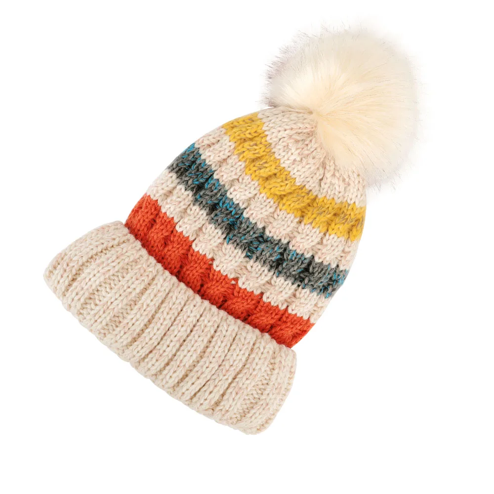 COPOZZ меховая шапка с помпоном зимняя женская для девочки вязаные шапки катания на