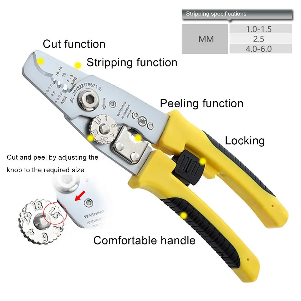 

Wire Stripper Automatic Stripping Pliers Cable Stripper Tools Range 1-1.5/2.5/4-6mm Multifunctional Cutter Cable Scissors