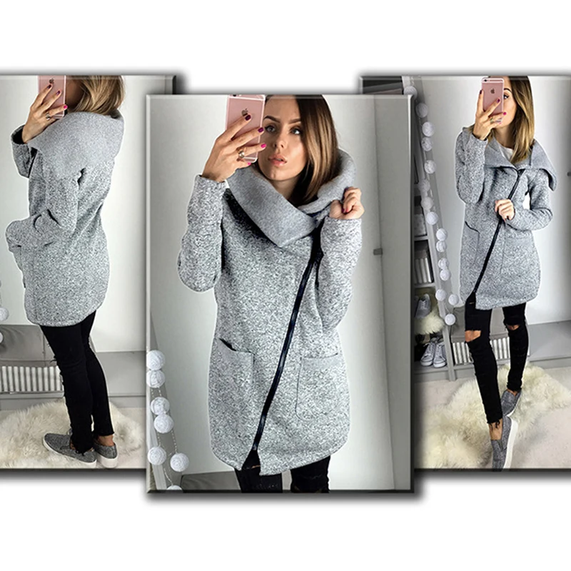 

Women 'Jacket Autumn Winter Clothes Warm Fleece Jacket Slant Zipper Collared Coat Lady Clothing Female Jacket Loose New