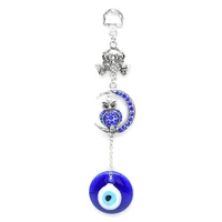turkish blue evil eye amulets moon owl wall protection hanging lucky pendant wind chimes garden home decorations ornament