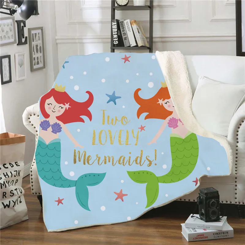 Бархатное Флисовое одеяло с 3D рисунком русалки шерпа покрывало диван постельное