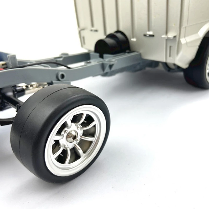 

for WPL D12 1/10 Wheel Rim and Rubber Drift Tire Tyres Set & Metal Front Shock Absorber Damper