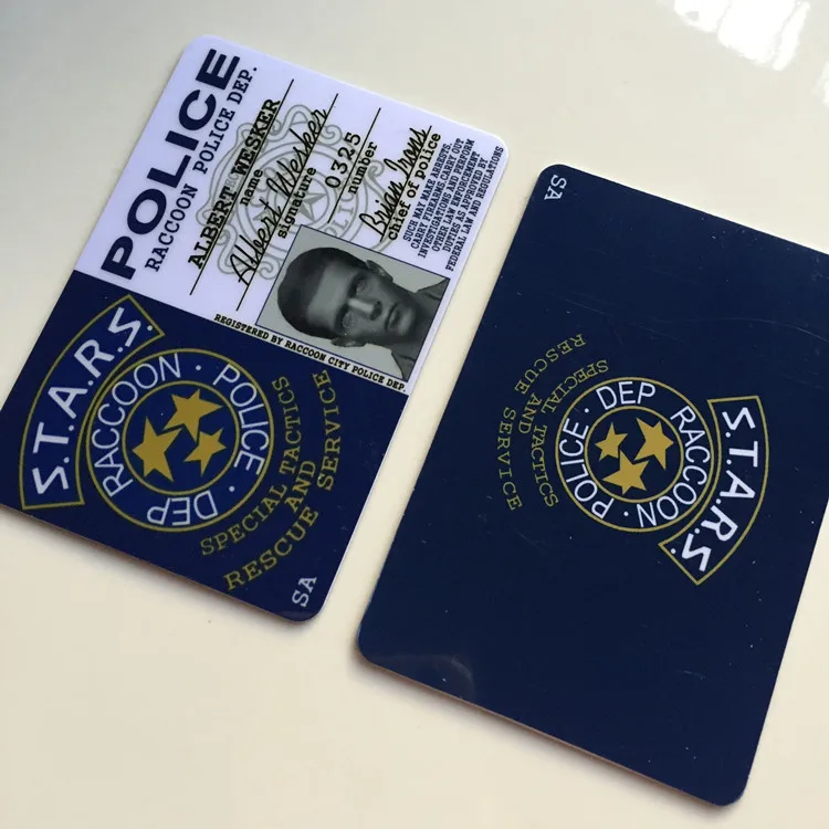 Биотерз звезды S.T.A.R.S Енот Полиция енота Деп Леон Крис Джилл Wesker пвх удостоверение