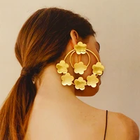 vintage geometric gold color metal earings set for women unique flowers dangle drop earrings trend earrings jewelry