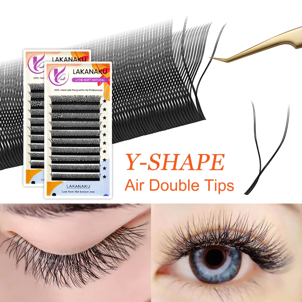 

LAKANAKU Brown YY Shaped Eyelash Cilia Y Lashes Volume Extensions 8-15mm Cashmere Mink Eyelash Makeup YY Shape Cilios