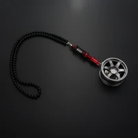car styling rearview mirror pendants ornaments aluminum alloy wheel hub rubber tire interior hanging key chain for rearview car