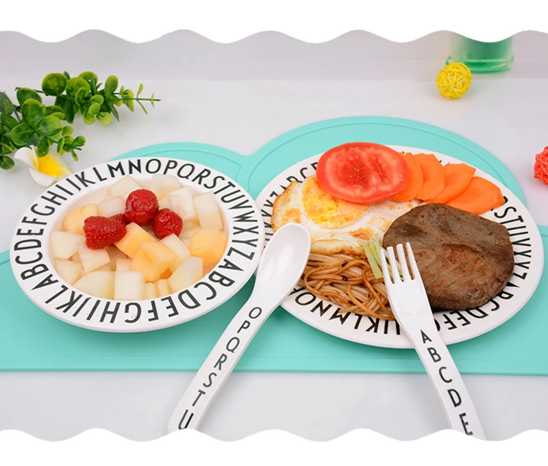 Children's Alphabet Plate Baby Anti-fall Dishes Number Letter Tray Food Supplement Training Triangle Rectangle Tableware 1258